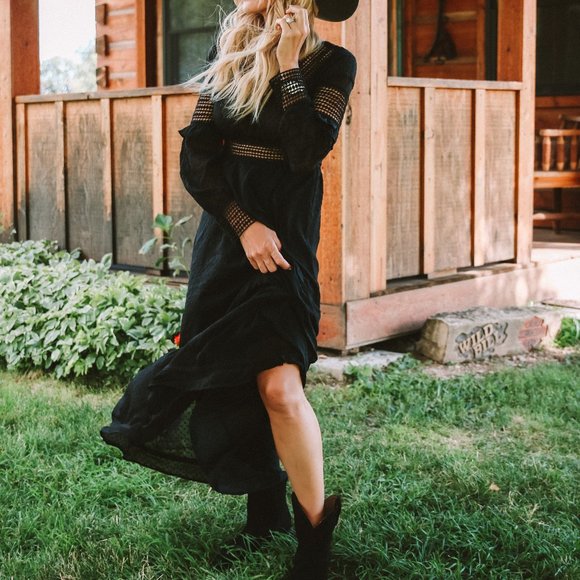 Paulio Boho Black Maxi Dress - Picture 2 of 5